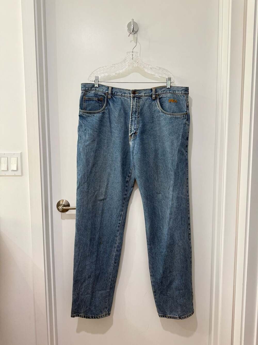 Vintage Fila Men's Relaxed Fit Medium Wash Blue Denim Jeans